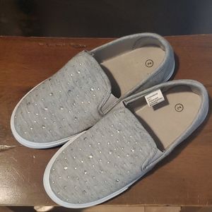 Heather Gray Bling Slides - Girls Size 2